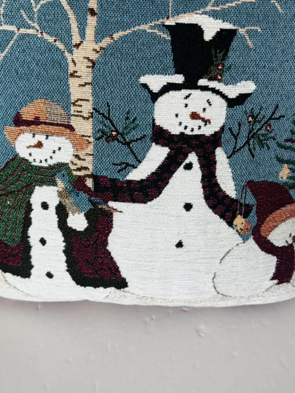 St. Nicholas Square Holiday Snowman Throw Pillow 16x16